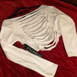 Style Angels raw cut  crop top fitness #808X
